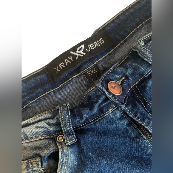 X-RAY Mens Indigo Denim Jeans Pants Stretch Blue Jeans Moto 32 X 32 - Picture 13 of 15